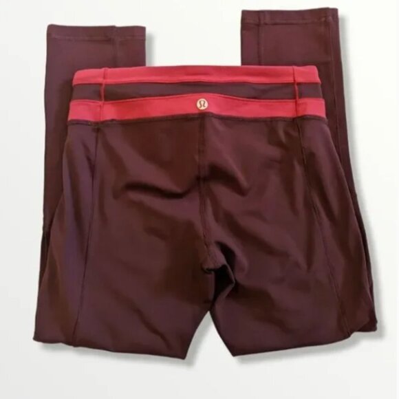 Lululemon Athletica Give Me Qi Crop Burgundy Workout Leggings SZ 4 - Picture 2 of 10